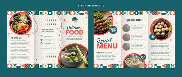 Flat design food brochure template