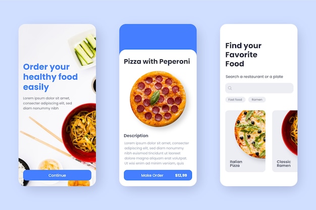 Free vector flat design food business app template