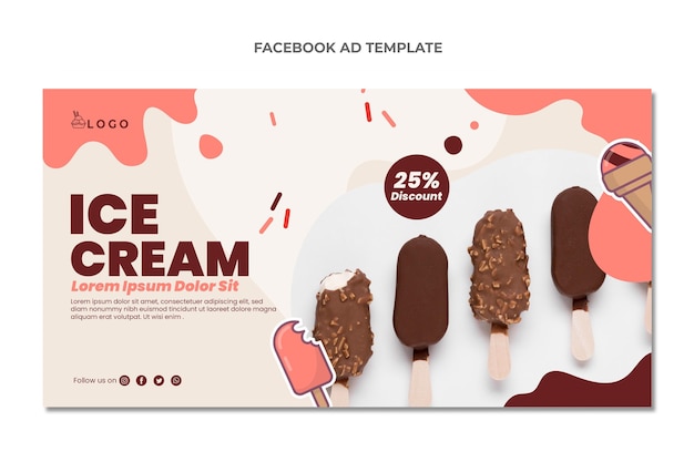 Flat design of food facebook ad