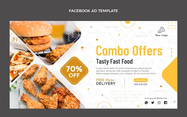 Free vector flat design of food facebook ad