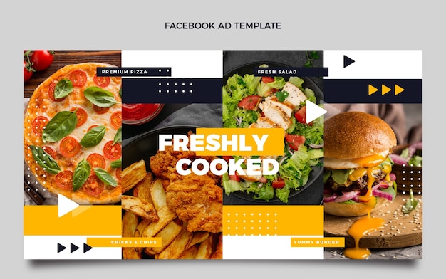 Free vector flat design food facebook ad