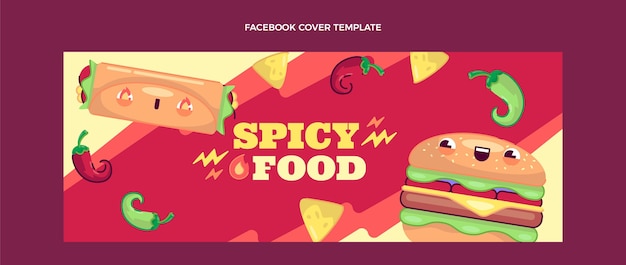 Flat design of food  facebook cover