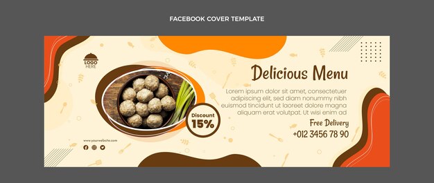 Flat design food facebook cover