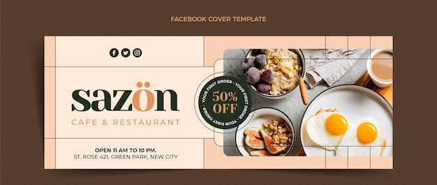 Free Vector flat design food facebook cover