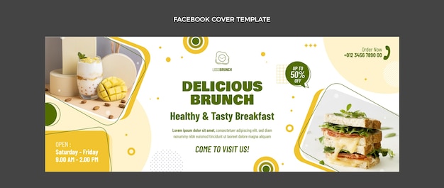 Free vector flat design food facebook cover