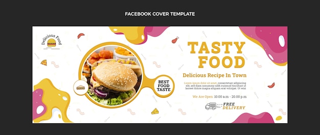 Free Vector flat design food facebook cover