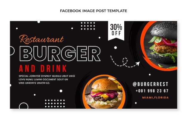 Flat design food facebook post