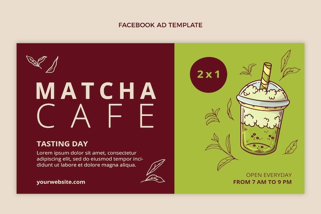 Flat design food facebook template