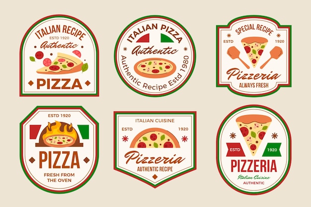 Flat design food label collection