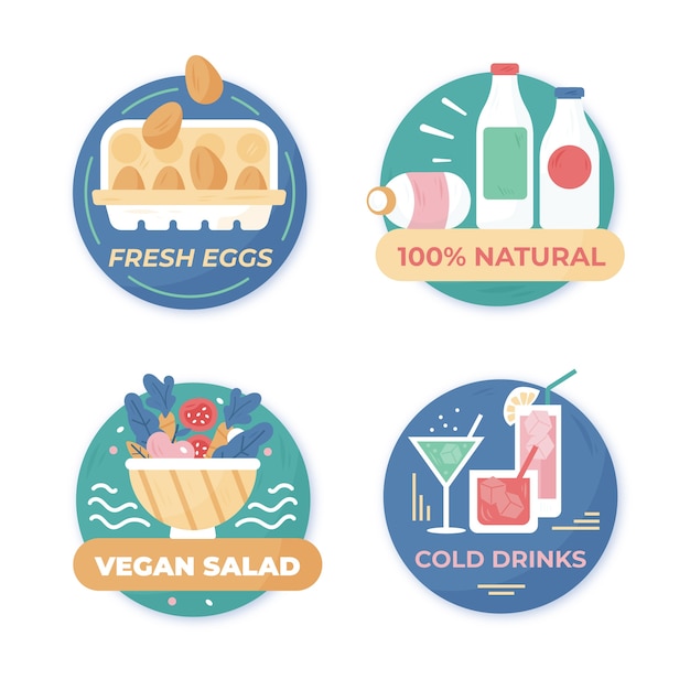 Free Vector flat design food label set