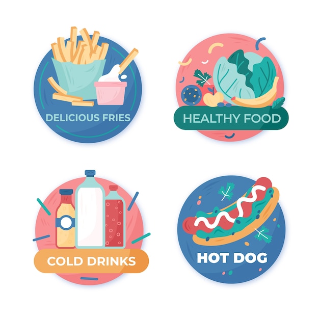 Flat design food label set