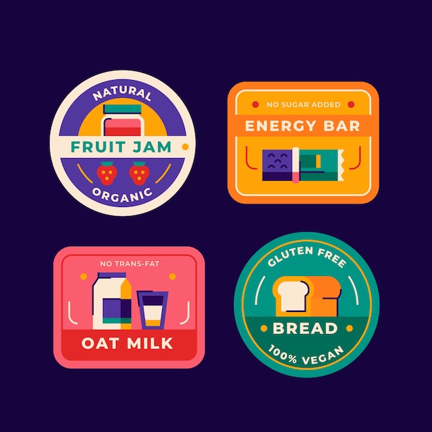 Flat design food label set