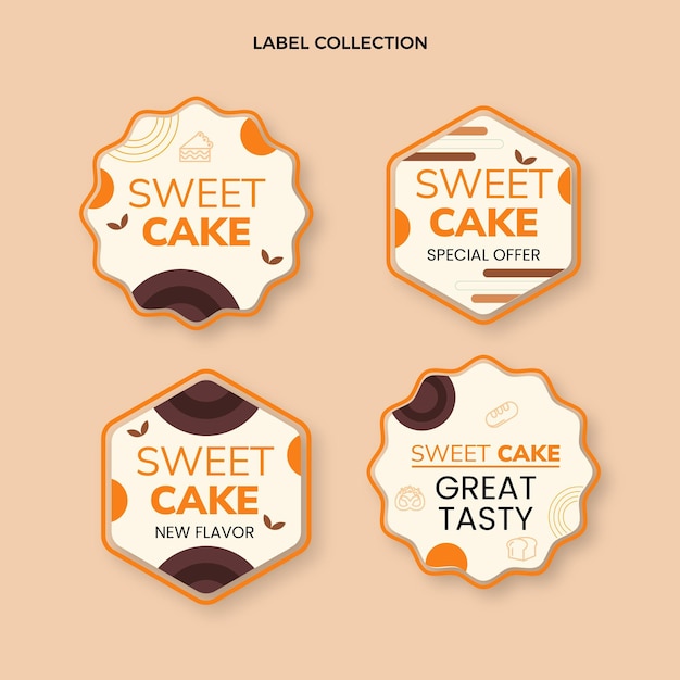 Flat design food labels and badges