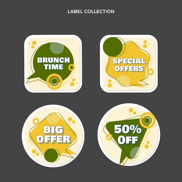 Flat design food labels and badges