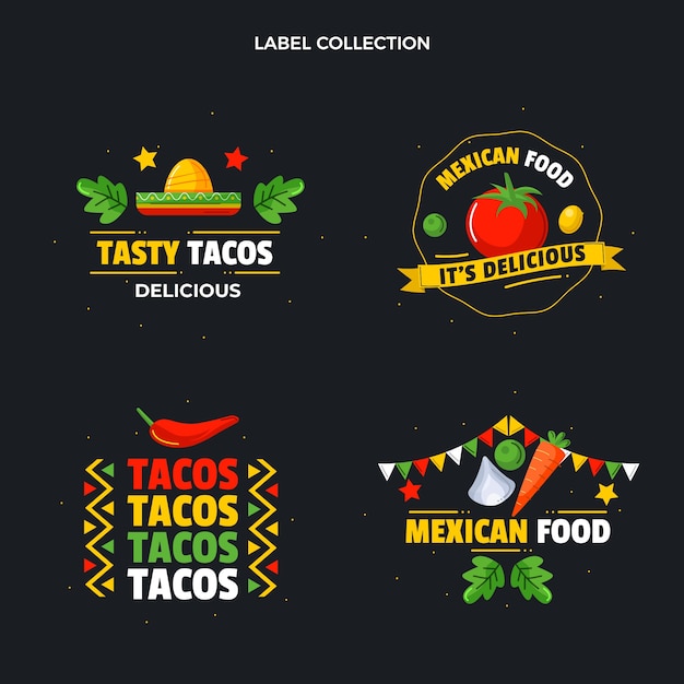 Flat design food labels and bagdes