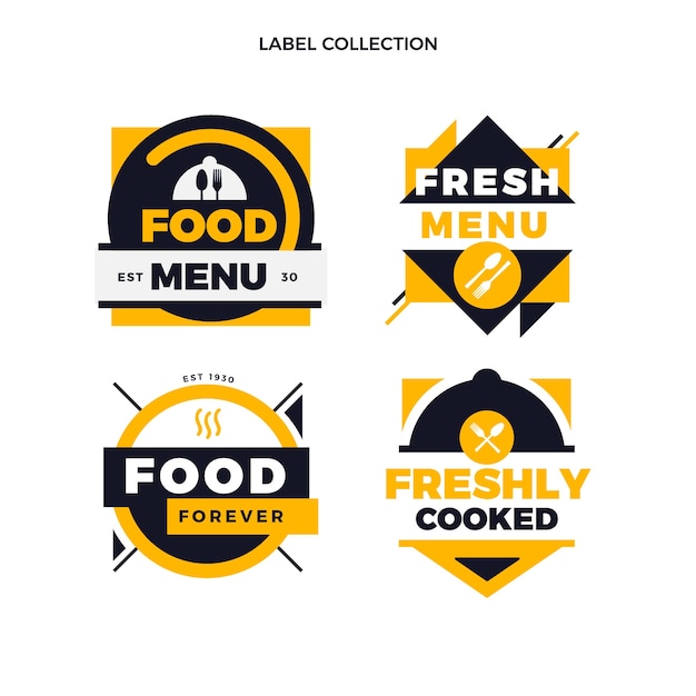 Free Vector flat design food labels and bagdes