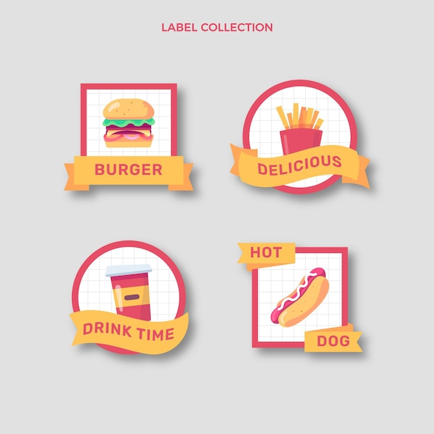 Flat design food labels collection