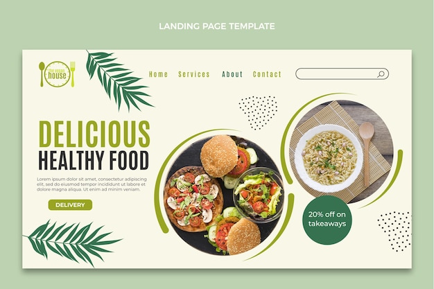 Flat design food landing page