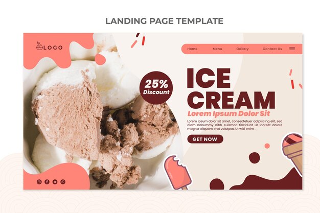 Flat design of food landing page