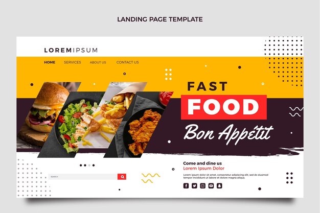 Flat design food landing page