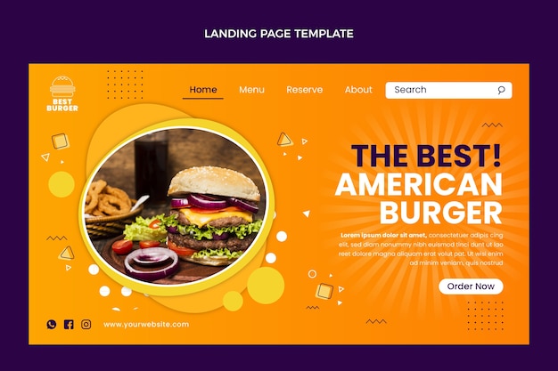 Flat design food landing page