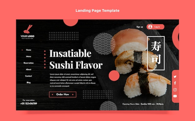 Free Vector flat design food landing page