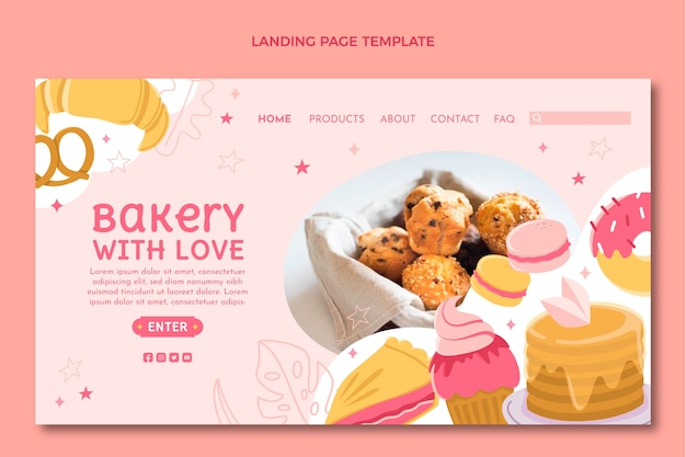 Flat design food landing page