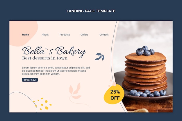 Flat design food landing page