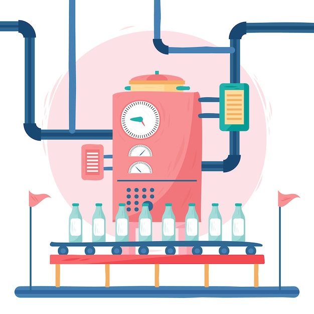 Flat design food manufacturing illustration