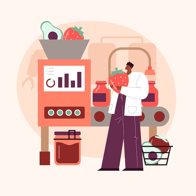 Flat design food manufacturing illustration