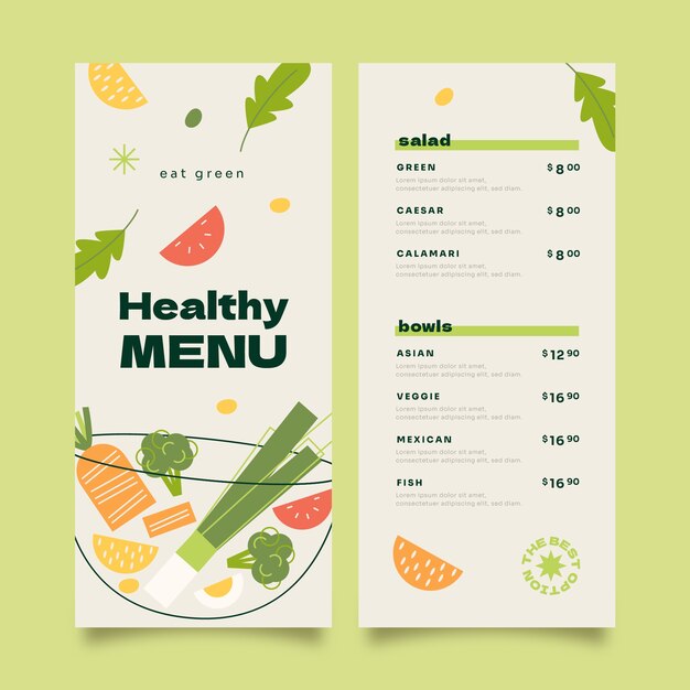 Flat design food menu design template