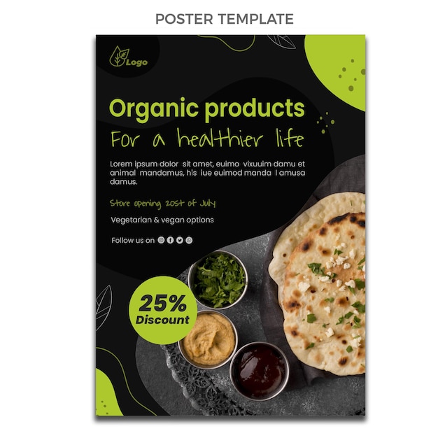 Flat design food poster template