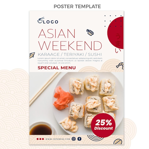 Free Vector flat design food poster template