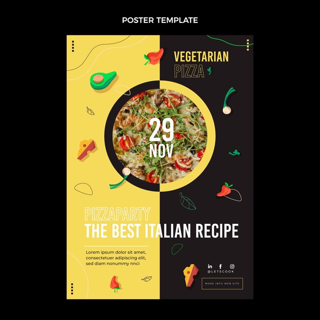 Flat design food poster template