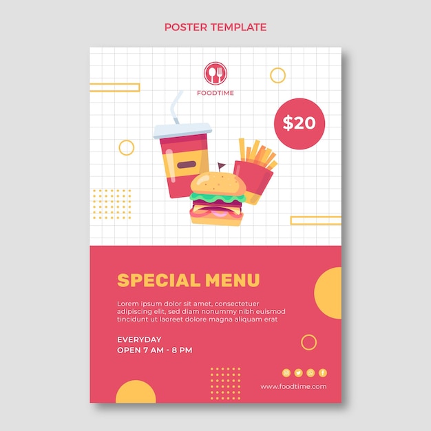 Flat design food poster