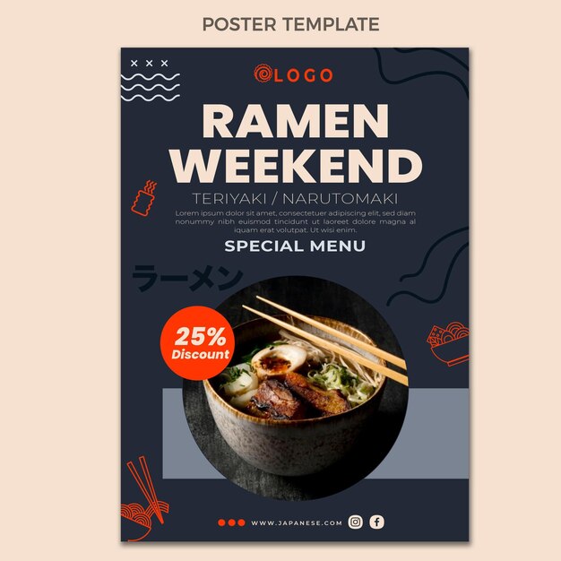 Flat design food poster