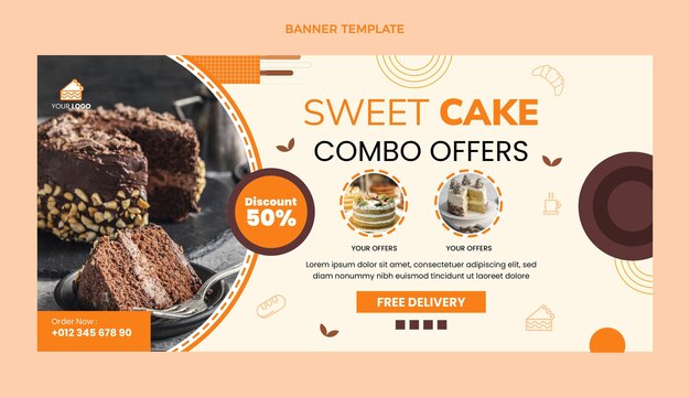 Flat design food sale banner