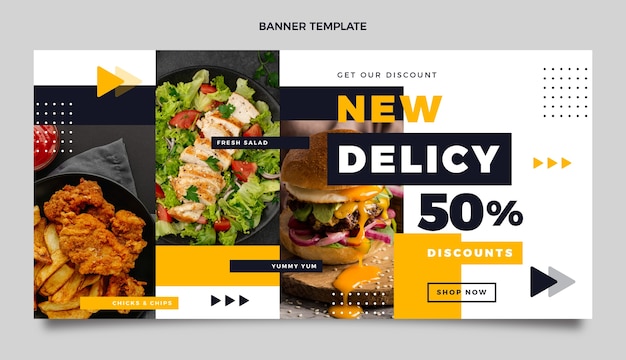 Flat design food sale banner