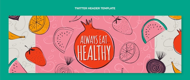 Free Vector flat design food template of twitter header