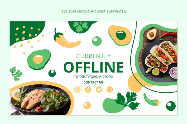 Flat design of food twitch background