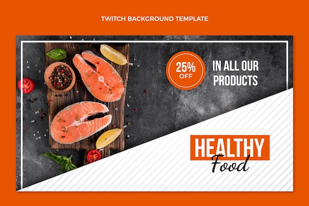 Flat design food twitch background