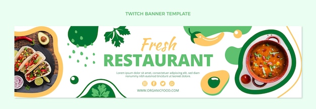 Flat design of food twitch banner