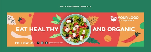 Flat design of food twitch banner