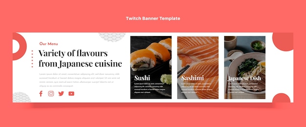 Free vector flat design food twitch banner