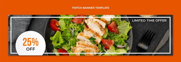 Flat design food twitch banner