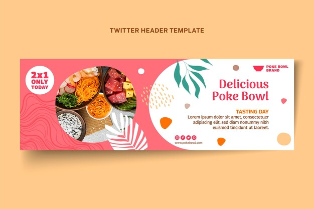 Flat design food twitter header