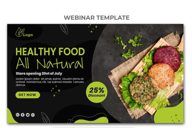 Free Vector flat design food webinar template