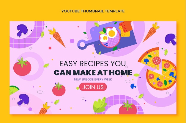 Free Vector flat design of food youtube thumbnail