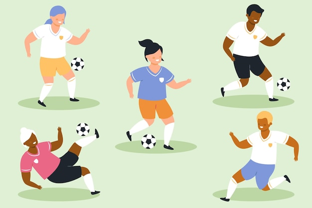 Free Vector flat design football players collection