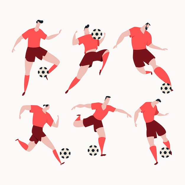 Flat design football players collection